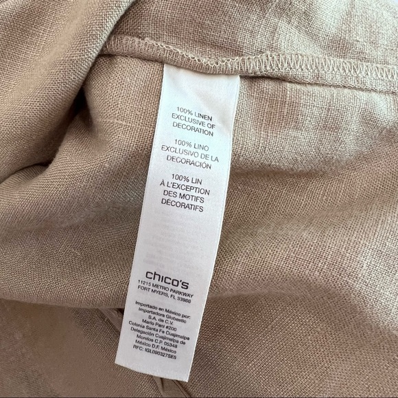 100% Natural Linen CHICOS Band Collar Minimalist Coat Duster Jacket Blazer L - Picture 13 of 16